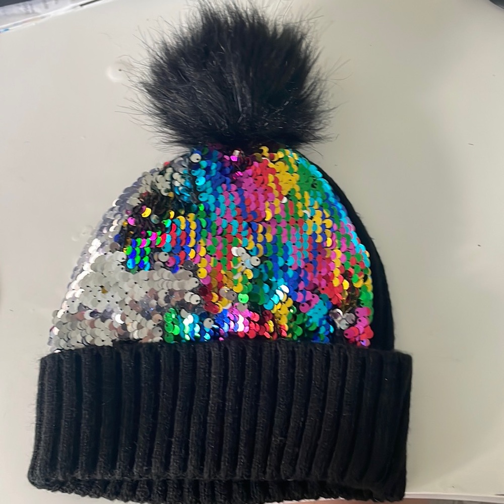 Kohls Sequin Beanie & Knit Gloves